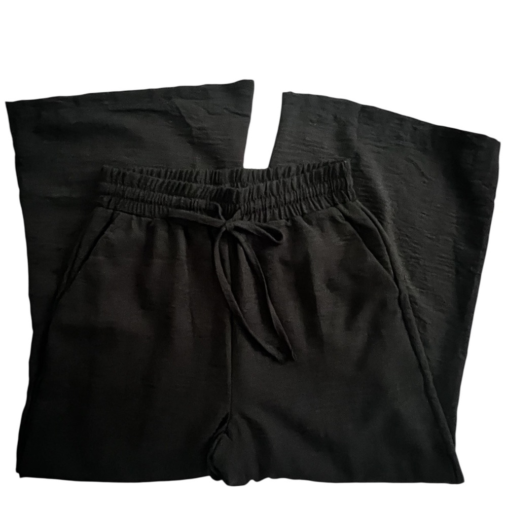 Zenana Woven Pull On Drawstring Black Relaxed Pants, NWT, Size S